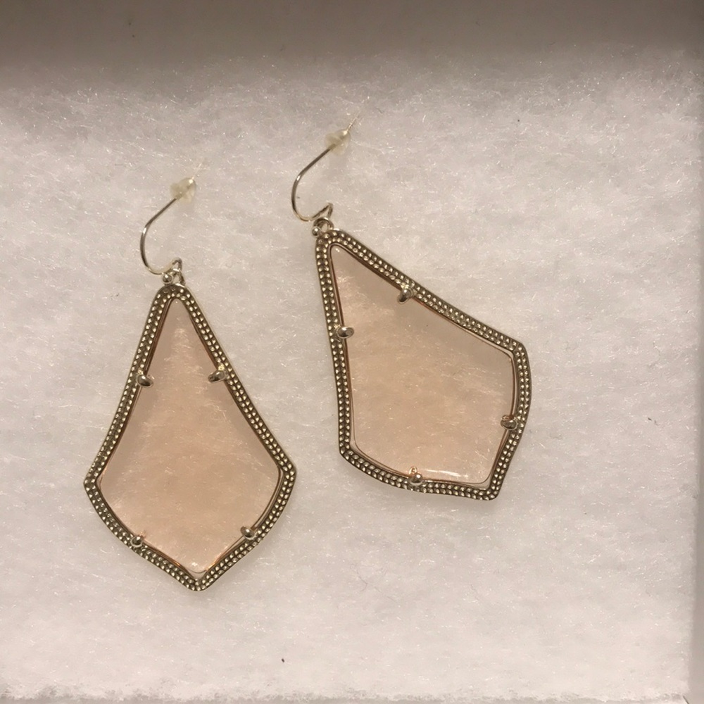 Kendra Scott Alexandra gold earrings clear peach